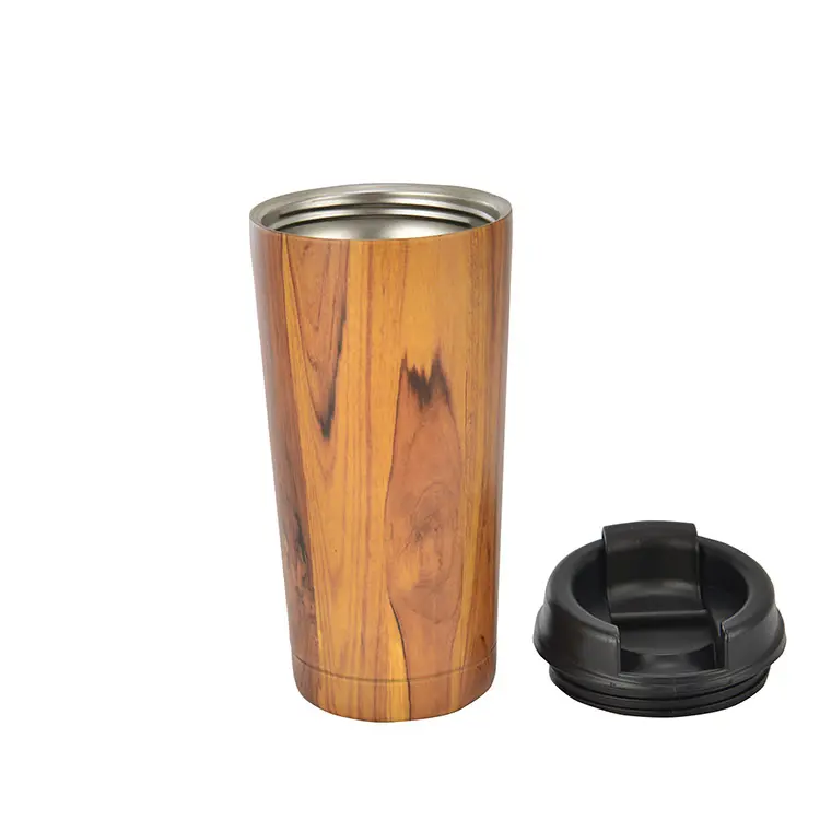 On-time Shipping 20oz Wood Grain Travel Heated Coffee Mug Go Travel Coffee Cups Travel Mugs For Tours