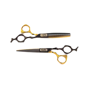 Ciseaux de coiffure en acier inoxydable vert foncé de 6 pouces, à dents plates, pour droitiers, ciseaux à effiler, finition brillante - Product Image 1