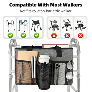 Universal <b>Walker</b> Storage Bag with Multi Pockets for Seniors <b>Elderly</b> Injured People Large Capacity <b>Walker</b> Storage Bag Organizer - Product Image 4