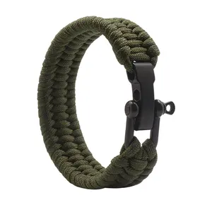 Bushcraft Camping Emergency Survival Bracelet Paracord with Adjustable Buckle