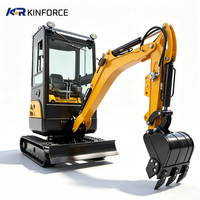 Mini Excavadora Hidráulica de 1.8 Toneladas, Excavadora Pequeña para Granja con Orugas de Goma, Motor y Componentes Principales Disponibles para la Venta