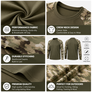 เสื้อแขนยาว Dri Fit สำหรับผู้ชาย แห้งเร็ว ระบายอากาศได้ดี ซับเหงื่อ เหมาะสำหรับกิจกรรมกลางแจ้ง ตกปลา ฝึกซ้อม กีฬา เสื้อยืดประสิทธิภาพสูง - Product Image 2