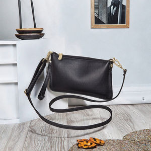 2025 Women's Genuine Leather Clutch Handbag New Trend Fashion Mini Crossbody <b>Bag</b> Zipper Closure Soft Simple Style Polyester - Product Image 3