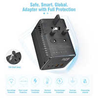 Adaptateur de voyage international tout-en-un 20W, prise universelle 10A avec ports USB et Type-C pour les États-Unis, le Royaume-Uni, l'UE et l'Australie