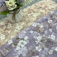 Vente directe d'usine, tissu brodé en brocart coloré avec des papillons, des fleurs et des branches de prune, en tricot doux floqué, 100% acrylique pour filles