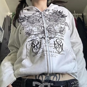 Custom Streetwear Vintage Floral Pattern SKIN Graphic Zip up Hoodie Men's Women's Casual Printed Hoodies - Product Image 4