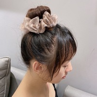 Yüksek kaliteli at kuyruğu tutucu buruşuk saç kravat elastik Hairbands fransız zirkon katı organze Rhinestone düz saç Scrunchies