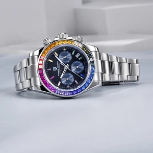Montre sport PAGANI DESIGN PD-1644 avec lunette arc-en-ciel, montre à quartz pour homme, acier inoxydable, étanche 100 m, montre pour homme VK63, chronographe saphir - Product Image 4