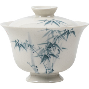 Guanlan Hand Painted Blue Bamboo Porcelain Gaiwan With Lid Single Handheld <b>Tea</b> Bowl For Kung Fu <b>Tea</b> <b>Set</b> - Product Image 5