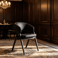 Chaise de salle à manger traditionnelle et moderne avec pieds en bois et revêtement en similicuir pour la maison, le bureau, la salle de sport, les hôtels et les restaurants