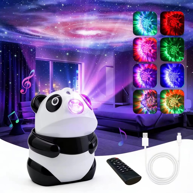 2026 Modern LED Panda Starry Sky Projector Lamp with ABS USB Power Remote Control Night Light