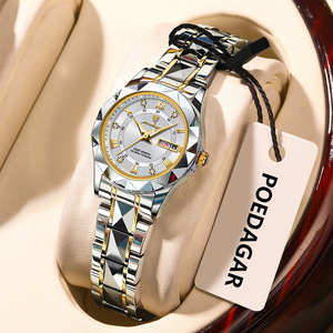Reloj de Cuarzo para Mujer Poedagar, Esfera Redonda de 31 mm, Grosor de 6 mm, Correa de Acero Inoxidable, Resistente al Agua 50 m, Estilo Ejecutivo - Product Image 1