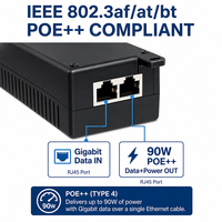 Inyector PoE Mini de Escritorio de 48-56v 90W 100/1000Mbps con Aislamiento de Puerto VLAN, Inyector PoE Inverso de Red