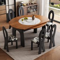 Leicht Luxuriöser Retro Quadratisch-Runder Multifunktionaler Hochwertiger Massivholztisch, Geeignet für Zuhause, Hotel und Restaurant