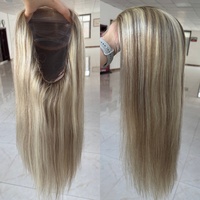 Perruque en soie entièrement nouée à la main de qualité médicale, marron balayage, avec base en silicone, sans colle, respirante, ondulations souples, pour l'alopécie
