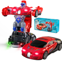 Nuevo Vehículo Robot Eléctrico Transformable con un Solo Botón, Venta al por Mayor, Juguetes Educativos para Niños, Coche Robot Transformable con Luces y Música