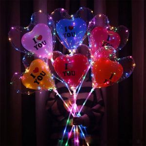 ลูกโป่งโบบาใสพิมพ์ลายหัวใจรูปดาวและวงกลมขนาด 18 นิ้ว พร้อมไฟ LED สำหรับคู่รัก ลดราคาพิเศษวันวาเลนไทน์ - Product Image 3