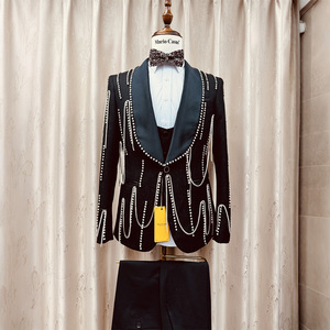 Costume <span class=keywords><strong>homme</strong></span> G102 Fashion Slim Fit, simple boutonnage, 3 pièces, fait main, orné de cristaux, luxe, pour <span class=keywords><strong>mariage</strong></span> ou soirée. - Product Image 1