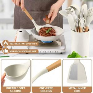 Utensilios de Cocina de Silicona - Juego de Utensilios de Cocina - 446 ° Juego de Utensilios Resistentes al Calor F, Accesorios de Cocina para Utensilios Antiadherentes, Libres de BPA - Product Image 6
