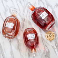 Bouteille de Luxe Transparente pour Vin de Fruits, Spiritueux, Whisky, Liqueur, Boissons, 250ml, 375ml, 500ml, avec Couvercle en Verre