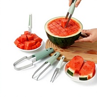 Gadget de cuisine multifonctionnel en acier inoxydable, coupe-pastèque et melon manuel, avec clip de préhension et séparateur de fruits pour usage domestique