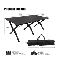Table de camping pliable multifonctionnelle, base trépied en acier carbone, 4 places, cuisine et salle à manger portables pour l'extérieur, table de pique-nique