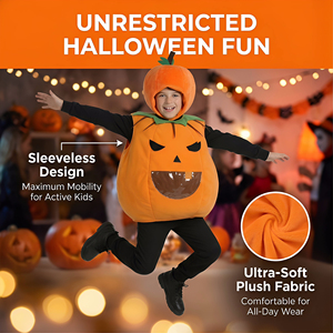 Disfraz <span class=keywords><strong>de</strong></span> <span class=keywords><strong>calabaza</strong></span> <span class=keywords><strong>de</strong></span> Halloween <span class=keywords><strong>para</strong></span> niños - <span class=keywords><strong>Traje</strong></span> <span class=keywords><strong>de</strong></span> felpa sin mangas con sombrero - Product Image 4