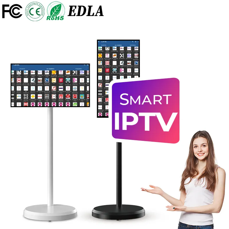 2024 Most popular 21.5 27 Inch HD Smart TV Touch Screen WIFI Lcd Monitors IPTV Free Test M3u Moveable Stand Lcd Monitors
