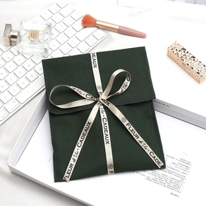 Custom Ribbon Printed Cotton Twill <b>Envelope</b> Cosmetic Brush Wallet Packing Pouch Small Reusable Cotton <b>Gift</b> Handbag Dust Bag - Product Image 1