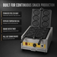 Nouvel équipement de snack-bar en acier inoxydable, machine à gaufres en forme de pièce de monnaie dorée, machine à gaufres en forme de panda de dessin animé, haute productivité