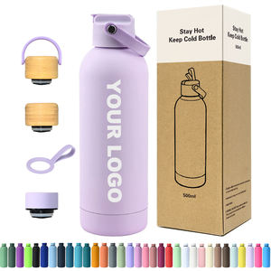 Bouteille isotherme personnalisée 500 ml à toucher doux, en acier inoxydable à double paroi, pour le sport - Product Image 1