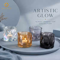 Vase en verre épais ondulé irisé 280 ml, récipient en verre artistique multicolore, décoration de table à domicile, logo personnalisé