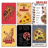 Juego de Letreros Metálicos con Temática de Pizza Retro, Decoración de Pared Vintage para Cocina, Comedor o Bar