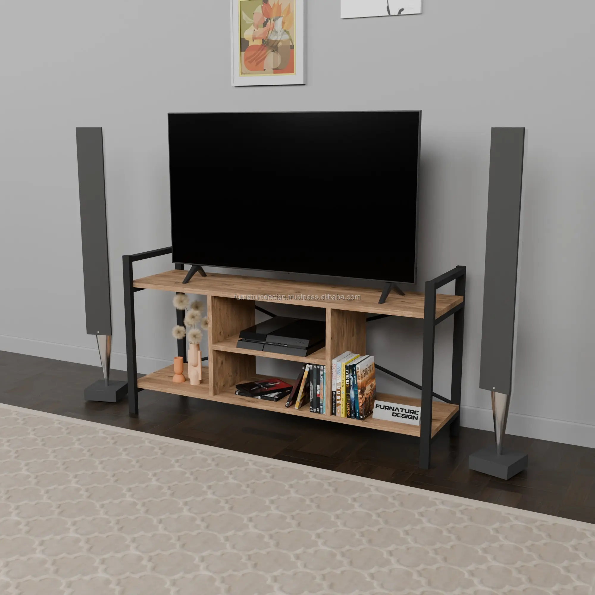 Tv Stand Home Furniture Modern TV Unit TV Display with Shelves Modern Style Living Room