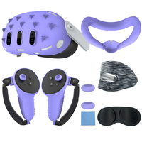 7 en 1 casque VR visage étui en silicone ensemble de couverture d'objectif pour Meta Quest3 accessoires poignées de pouce contrôleur étui de protection