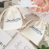 Sac d'emballage de maquillage de parfum en lin de coton biologique écologique Sac à poussière de bijoux de cadeau de mousseline de coton naturel imprimé de logo personnalisé