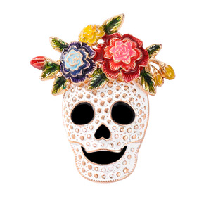 Nuova spilla a forma di teschio di Halloween, maschera bianca terrificante e particolare, corsage in stile europeo, spilla per costume da festival, accessorio - Product Image 5
