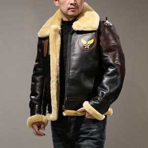 Chaqueta de piel de oveja para hombre, nuevo modelo, informal, de cuero Real, aviador, Retro, venta al por mayor - Product Image 2