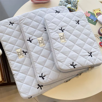Nouveau sac d'ordinateur décontracté de couleur unie avec nœud mignon pour tablette et ordinateur portable, étui de protection avec doublure en polyester, extensible et pliable