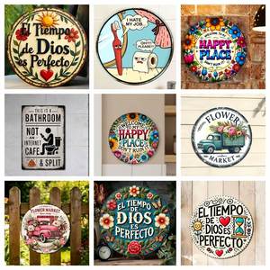 Letreros Decorativos de Metal Vintage Personalizados, Letreros Rústicos de Hierro con Acabado Cepillado para el Hogar y el Jardín - Product Image 1