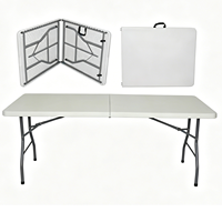 Table pliante en plastique de 152 cm pour pique-nique, balcon, buffet, camping, change-bébé et chaises – Idéale pour l'extérieur et la maison
