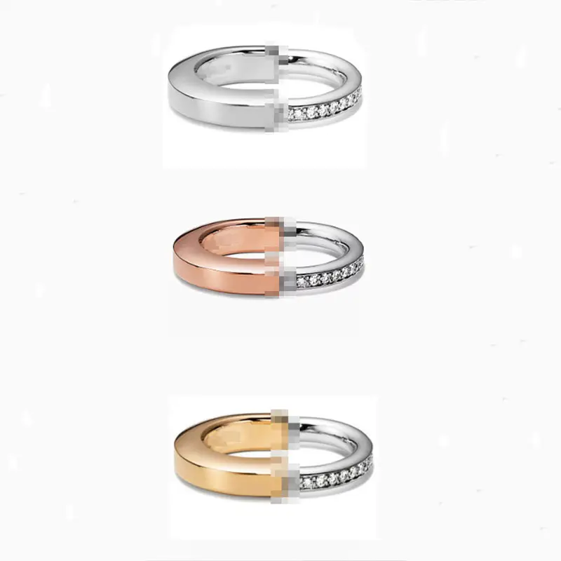 Семейное 925 из чистого серебра с алмазным гальваническим покрытием, кольцо с одним пальцем, Золотое розовое золото, Европейское и американское домашнее кольцо