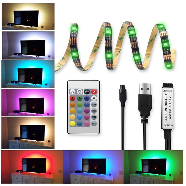 Creelux 5V USB LED Strip 3528 TV Background Lighting Warm White / White with Switch 50cm / 1m / 2m Set Daily Life