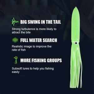 Leurre souple en PVC en forme de calamar, type Bulb Squid Jig, pour la pêche en eau salée (Zander, Saumon, <span class=keywords><strong>Brochet</strong></span>) et comme leurre de surface - Product Image 3