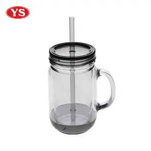 Individueller 20oz durchsichtiger doppelwandiger Mason-Glas-Becher aus Kunststoff mit Griff