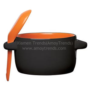 Tasse à soupe en céramique deux tons de 12oz avec poignée cuillère pour la famille Polyvalent comme cadeau Voyage ou camping Tasse à soupe en porcelaine - Product Image 3