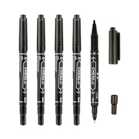 Vente en gros de stylos marqueurs permanents à pointe fine noire et double pointe à base d'huile à pointe fine de 1mm et 3mm pour l'écriture