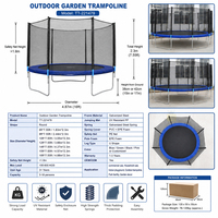 Filet de sécurité pour trampoline de jardin haut de gamme, ressorts robustes, pour fitness extérieur, saut familial, usage commercial, imperméable et écologique