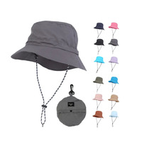 Sombreros de cubo de nailon sombrero de pescador Boonie de alta calidad al por mayor sombrero de cubo plegable para acampar personalizado con cuerda