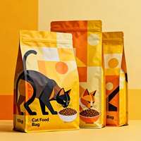 Sacs d'emballage personnalisés en plastique anti-humidité pour aliments pour animaux de compagnie, sachets refermables en Mylar à fond plat, impression hélio, qualité alimentaire pour lait et gelée pour chats